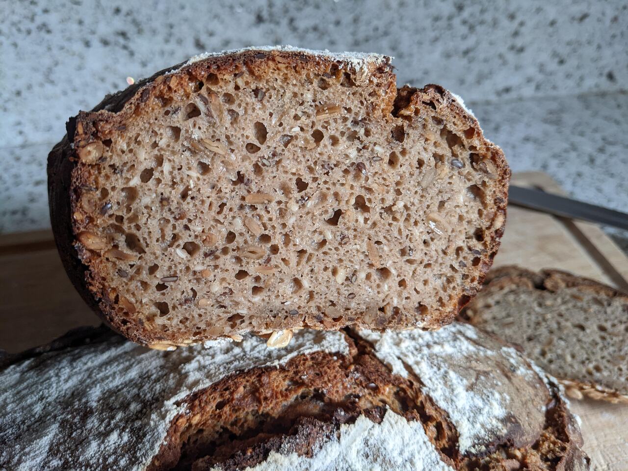 German Style Sourdough Bread cut