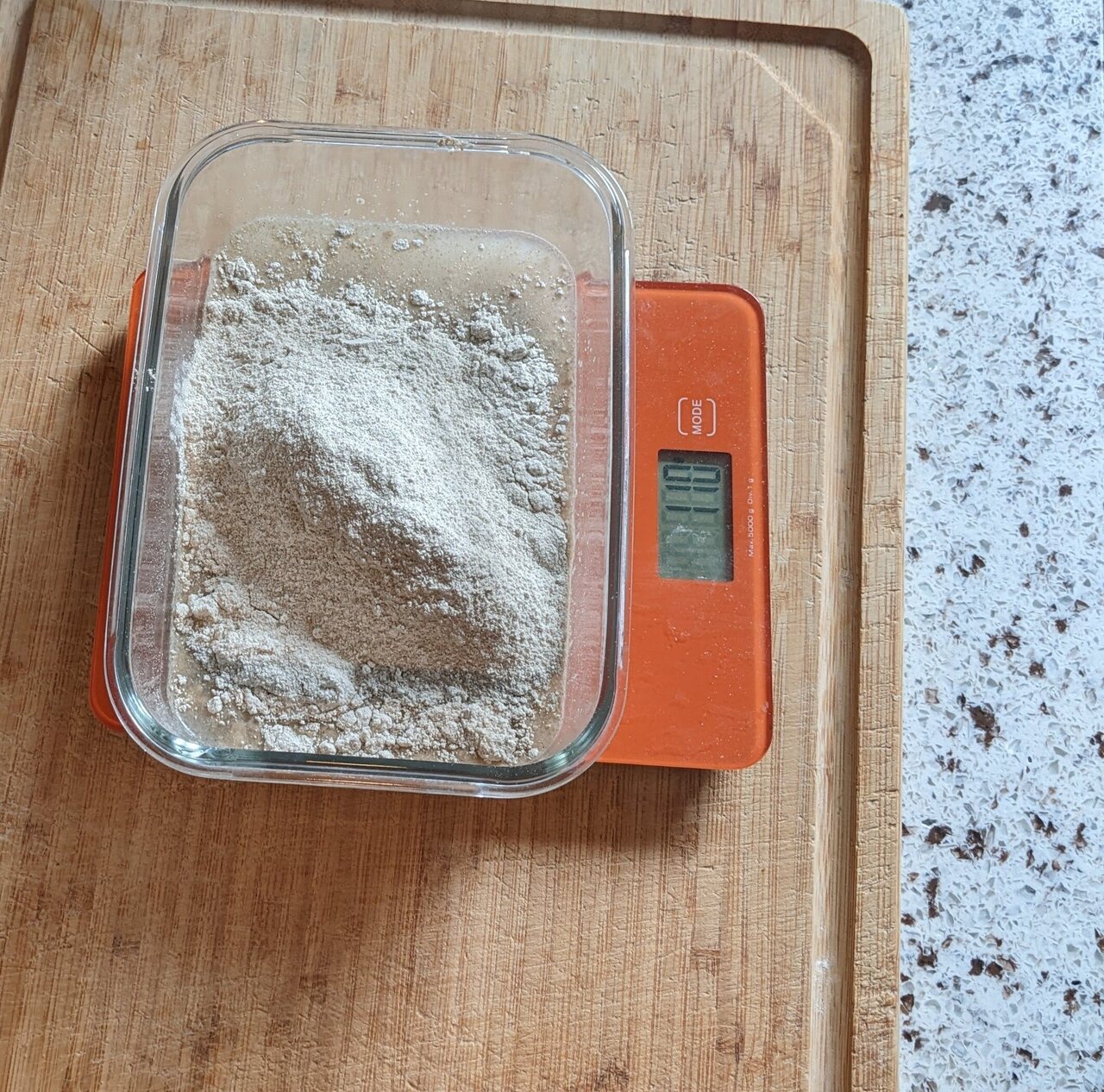Add rye flour. Mix very well